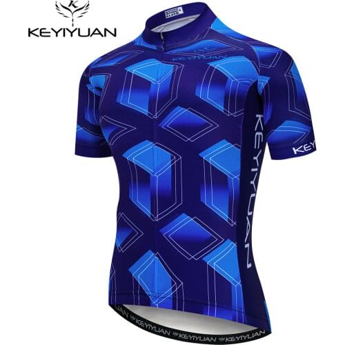 Keyiyuan Summer Cycling Jersey Mens Bike Top Bicyle Shirt Racing Riding Clothing With Zipper Pockets Short Sleeve