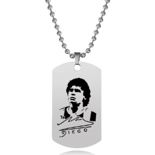 Maradona Beaded Necklace Football Super Star Stainless Steel Tag Pendant Fans Gifts
