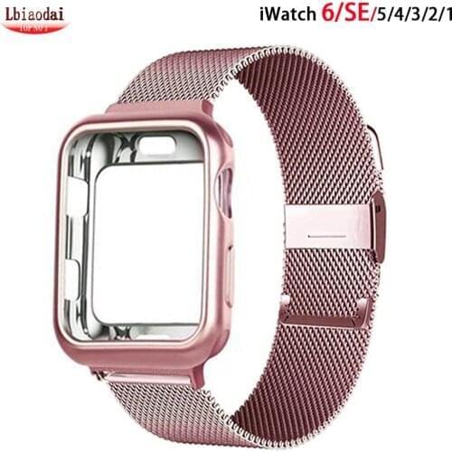 Case+strap for Apple Watch band 44mm 40mm iWatch 42mm 38mm Metal watchband Magnetic Loop bracelet applewatch 5 4 3 SE 6 42/44 mm