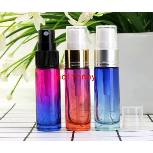 500pcs/lot 10ml Gradient Colors Refillable Sprayer Bottles Mini Glass Atomizer Empty Perfume Bottle
