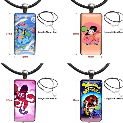 Fashion Glass Cabochon Pendant Necklace Women Steel Color Choker Rectangle Necklace Cartoon Wander Over Yonder Poster For Girls