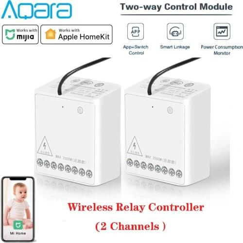 Aqara Relay Two-way Control Module Wireless Zigbee Relay Controller 2 channels Smart Light Control Switch Work with Mihome app