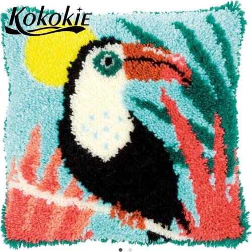 Crocheting Rug Kits Yarn Handmade Unfinished Embroidery birds Pillowcase Latch Hook diy rug Pillow kits 3d carpet Needlework kit