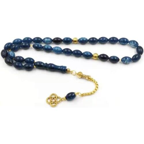 New Blue Tasbih Muslim man bracelet 33 45 66 99 Rosary prayer beads Golden accessories tassel islamic fashion Arabic Misbaha