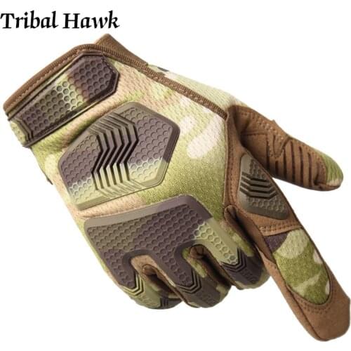 Mens Gloves Tactical Full Finger Gloves Multicam Anti-slip Rip-stop Airsoft Mittens Military Men Camouflage Shooting Work Glove