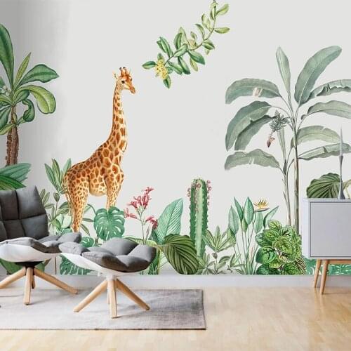 Custom Photo Wallpaper Nordic Hand Painted 3D Tropical Plant Animal Background Mural Living Room Bedroom Home Decor Wall Papers