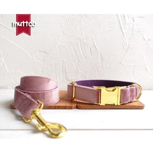 MUTTCO Adjustable collar THE BABY PINK handmade pet products 5 sizes metal buckle double cloth dog collar and leash UDC080B