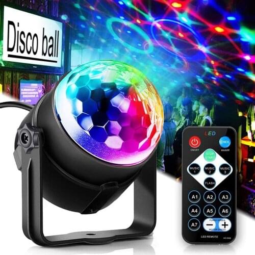 RGB Disco Ball Party Lights Sound Activated Rotating Ball DJ Lights LED Projector Strobe Lamp Party Club Bar Xmas Stage Lights