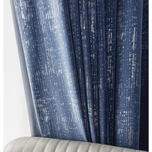 New High-end Curtains for Living Dining Room Bedroom Atmosphere Nordic Light Luxury Velvet Cloth Bronzing Dark Blue Curtains