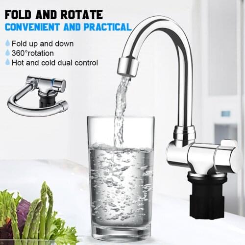 Foldable Kitchen Faucet 360 Dgree Rotation Sink Water Tap Single Handle Cold & Hot Water Mixer Faucet for RV Boat Camper Trailer