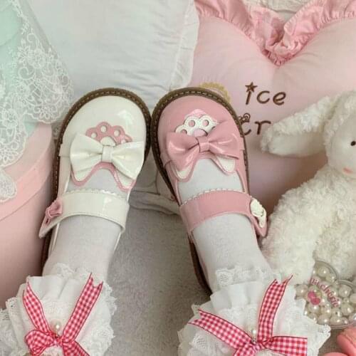 Patent Leather Sweet loli Girls Female Kawaii Tea Party Japanese Cute Anime Lolita Shoes Woman Harajuku Feminine Mid Heel 3cm