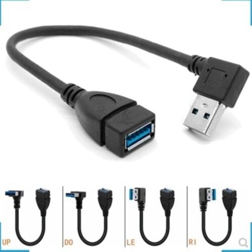 90 Degree USB 3.0 A male to female Adapter Cable Angle USB 2.0 Extension Extender Fast Transmission Left/Right/Up/Down 20cm