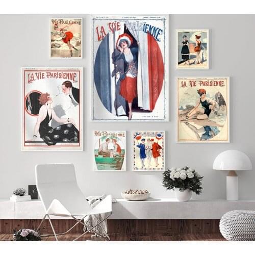 La Vie Parisienne Vintage Fashion Magazine Posters and Prints Retro French Wall Art Pictures Beautiful Woman Wall Pictures Decor
