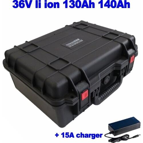 Waterproof suitcase 36v 130ah 140ah lithium ion lipo battery for robot cruiser marine race motorcycle AGV forklift + 15A charger