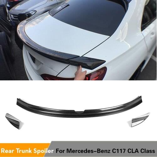 3PCS/Set Carbon Fiber Rear Trunk Boot spoiler Wing for Mercedes-Benz C117 CLA Class CLA250 CLA200 Sedan 2013 - 2015 Non AMG