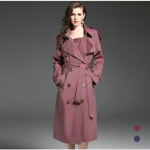 Kez keer New fashion 2018 autumn & winter women Trench Coat double turn-down collar X-long Gradient color waterproof raincoat