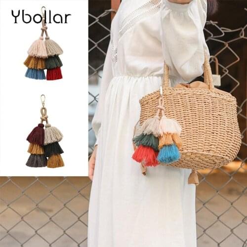 1pc Cotton Tassels Key Chain Bag Accessory Car Handbag Pendant Key Ring Holder Charms Jewelry Women Girl Gift Dropshipping