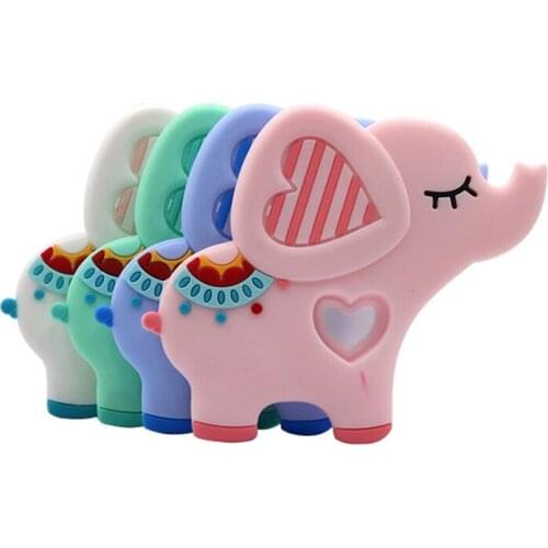 1PC Silicone Teether Toys Silicone Teething Necklace Accessories Infant Chewing Toys Elephant Shap Baby Teething Oral Care Goods