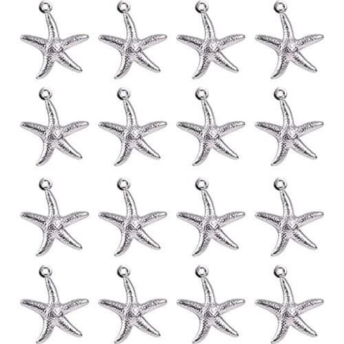 100Pcs Stainless Steel Starfish Pendant Charms Sea Stars Dangle Beads for Summer Hawaii Bracelet Necklace Jewelry Making
