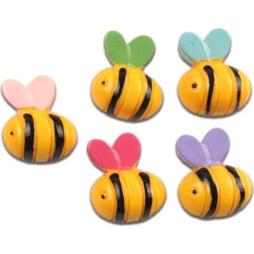 20Pcs Mixed Bees Resin Decoration Crafts Kawaii Bead Flatback Cabochon Fridge Magnet Scrapbook DIY Accessories Buttons