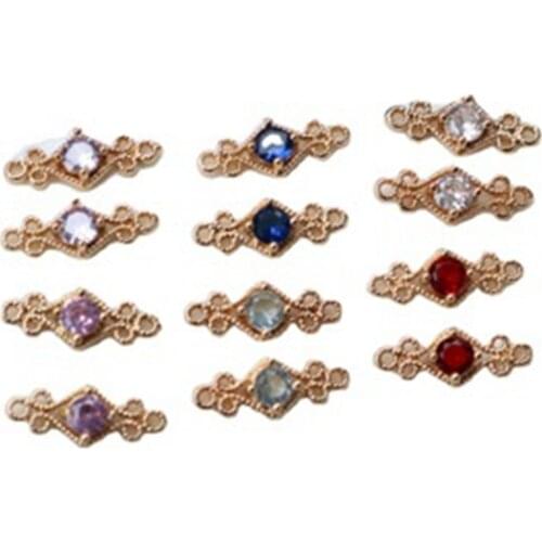 2021 New True Gold Plated 6x16MM Crystal Double Rings Earring Pendant Necklace Charms DIY Earrings Jewelry Making Accessory