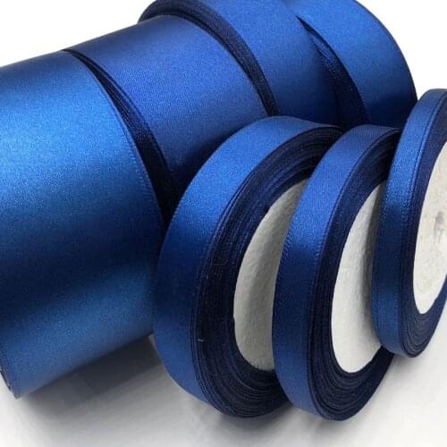 25 Yards D-Blue Silk Satin Ribbon Wedding Party Decoration Gift Wrapping Christmas New Year Apparel Sewing Fabric Ribbon 38