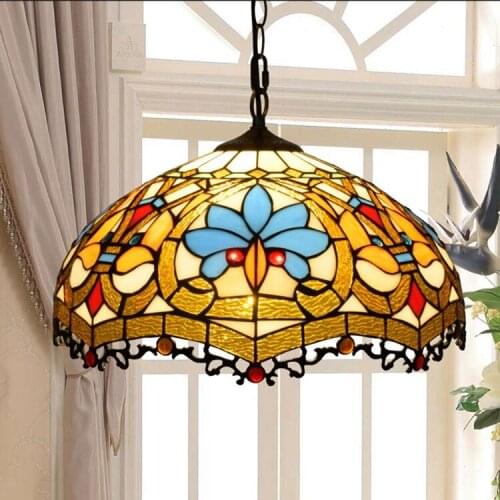 40cm European-Style Retro Creative Tiffany Colored Glass Lovely Decorative Living Room Dining Room Bedroom Chandelier