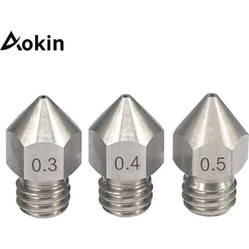 5pcs MK8 V5 V6 Stainless Steel Nozzle 0.3mm 0.4mm 0.5mm M6 Threaded Part For Extruder 3D Printers Parts 1.75mm 3 mm Filament