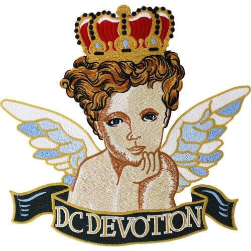 5pieces Fashion Large Embroidery Angel Fabric Back Patches Wing Crown Motif Applique for Clothes Decorated DIY Sewing TH1065