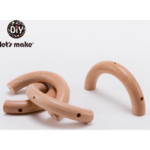 LetS Make Baby Wooden Teether 50pcs Semi Ring Beech Wooden Unicorn Teething New Born Three Holes Play Gym Diy Teether Baby toys