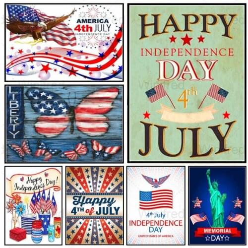 5D Diamond Painting USA National Day Independence Day DIY Diamond Cross Stitch Mosaic Craft Home Decoration Mural Holiday Gift