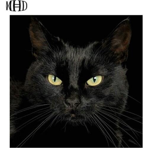 MHD diy Diamond Paintings Animal 3D Mosaic Full Square / Round Diamond Cross Stitch Drill Cat Stone Embroidery Crystal Black Cat