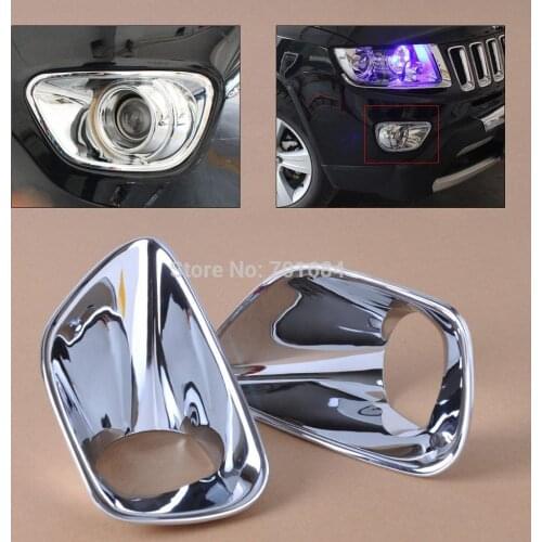 Car 2 Pieces ABS Front Fog Lamp Light Cover Frame Molding Trim Set For Jeep Cherokee 2013-2016 2014 2015 [QPA383]