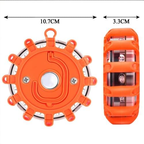 Car LED Road Flares Safety Flashing Warning Light Roadside Emergency Disc Beacon Kit for Vehicles Boats with Magnetic Base /Hook