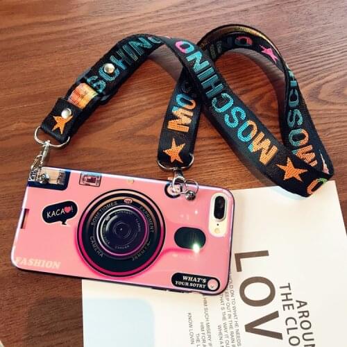 3D Camera Case for Huawei P Smart Z 2019 Honor 7a 7c 7x 8a 8c 8x MAX 9 10 lite Soft TPU Cover Coque Lanyard stand holder