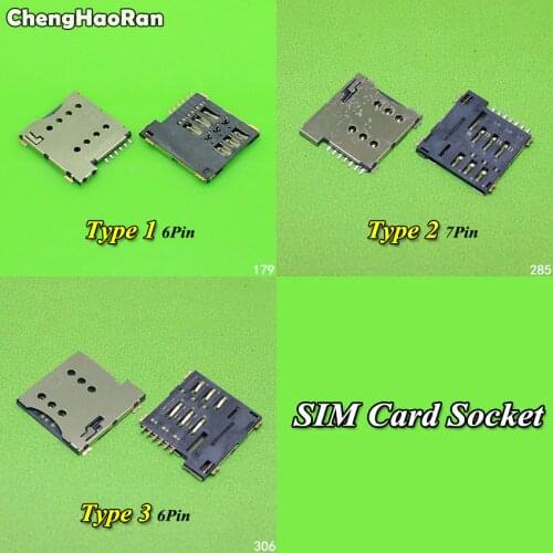ChengHaoRan 2PCS 6pin/7pin Push Micro SIM Card Tray Socket Holder Slot Connector Replacement