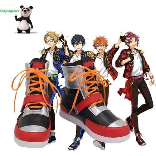 CosplayLove Ensemble Stars Trickstar Subaru Akehoshi Red Cosplay Shoes Long Boots Leather Custom Made