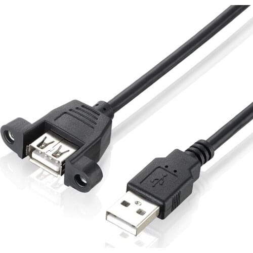 USB Extension Cable With Screw Panel Mount Male to Female 30cm 50cm 1m 2m 3m 5m USB2.0 Extended Cables for Computer 100pcs/lot