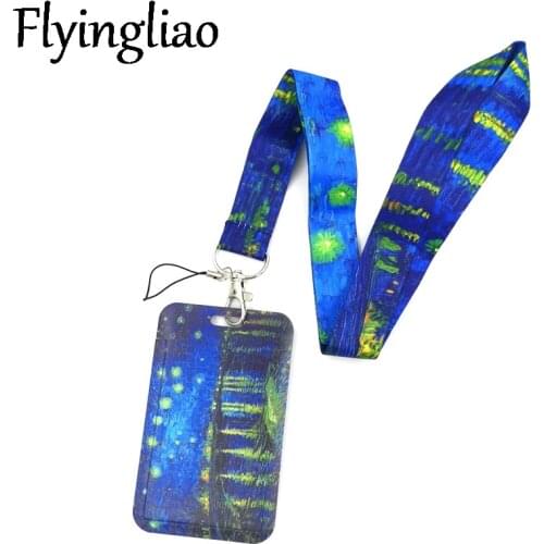 Van gogh Oil Painting Starry Sky Art Lanyard Badge ID Mobile Phone Rope Key Lanyard Neck Straps Accessories webbings ribbons