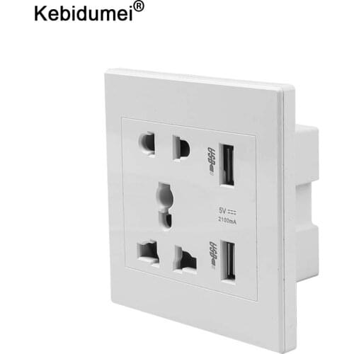 Kebidumei 2019 New Dual USB Port Electric Wall Charger Dock Socket Power Outlet Panel Plate 5V 2.1A Power Charger for Cellphone