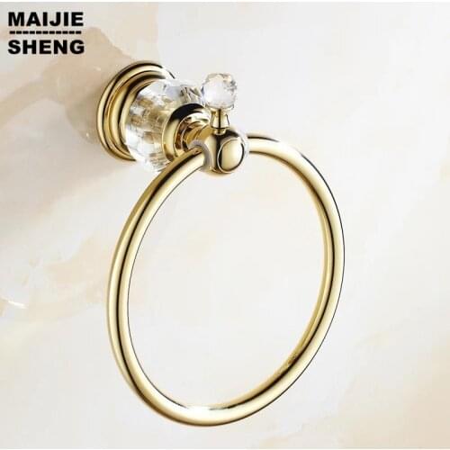 Bathroom Towel Ring Golden Finished crystal Bathroom towel bar Accessories Products ,Towel Holder,Towel bar