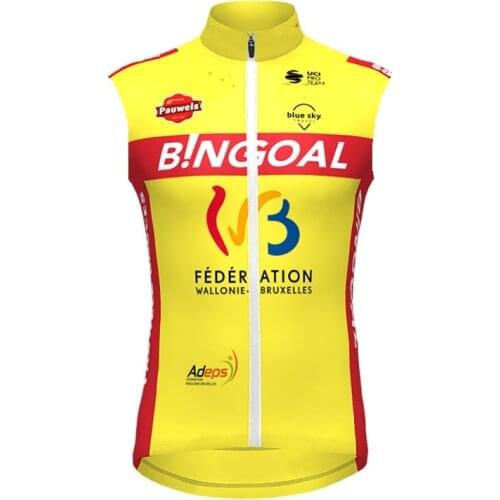 2021 BINGOAL TEAMFLUO YELLOW Summer Sleeveless Cycling Vest Mtb Clothing Bicycle Maillot Ciclismo Bike Clothes