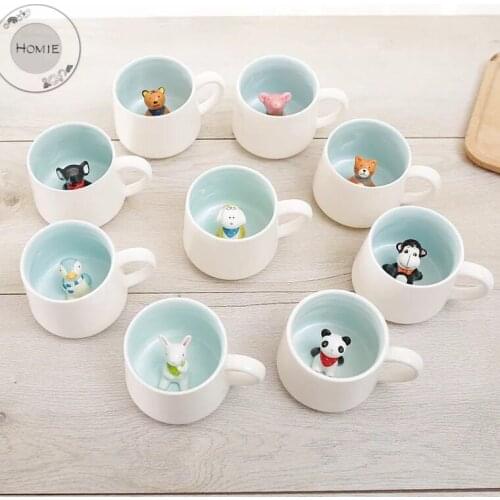 Creative Cute Cartoon Animal Hot Mug 250ml Tea Cup Milk Coffee Cup Kitchen Fruit Juice Panda Cat Ceramic Drinkware Gift