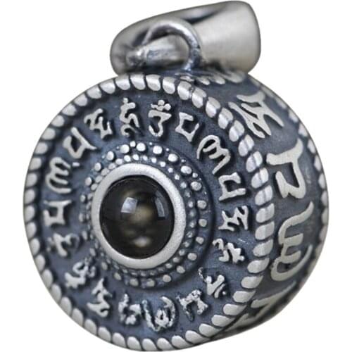 New real S925 silver pendant six-character mantra micro-carving Guanyin Bodhisattva Maitreya Buddha silver female pendant