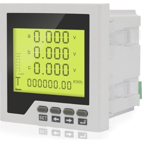 80*80mm LCD Display Three Phase Multifunction Power Meter 220VAC Power Supply With RS485 Communication intelligent Meter