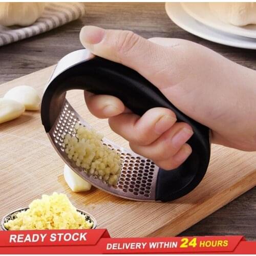 Multifunctional Manual Garlic Press Bending Garlic Cutting Machine Chopper Stainless Steel Garlic Press Cooking Gadgets