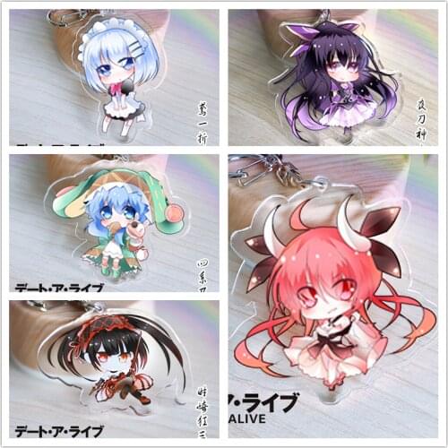 Date A Live Fashion Anime Acrylic Key Chains Cartoon Keyring Keychain Pendant Keyholder Unisex Gift