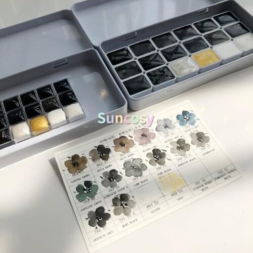 18 Color Schmincke White Black Gray Series Color Set,0.5ml 1ml Sub Package,artist Fine Level Acuarelas Profesionales Painting
