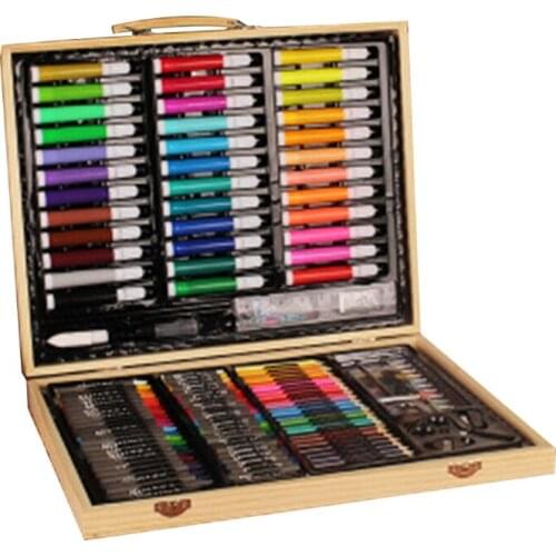 Childrens Brush Set Wooden Box Kindergarten Painting Tools Gift Art Supplies