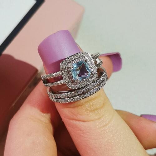 925 sterling silver trendy brand wedding ring set for women engagement anniversary party gift jewelry R6002